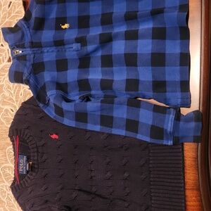 Polo by Ralph Lauren Kids Navy and Blue Checkered Sweaters
